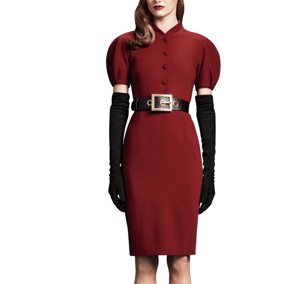 GUCCI Designer Runway Maroon Red Wool Dress - Picture 1 of 14
